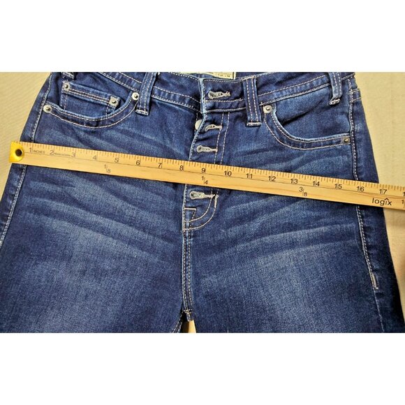 Rock & Roll Denim High Rise Trouser Flare Jeans Womens 27x34 Button Fly Stretch - Picture 8 of 16